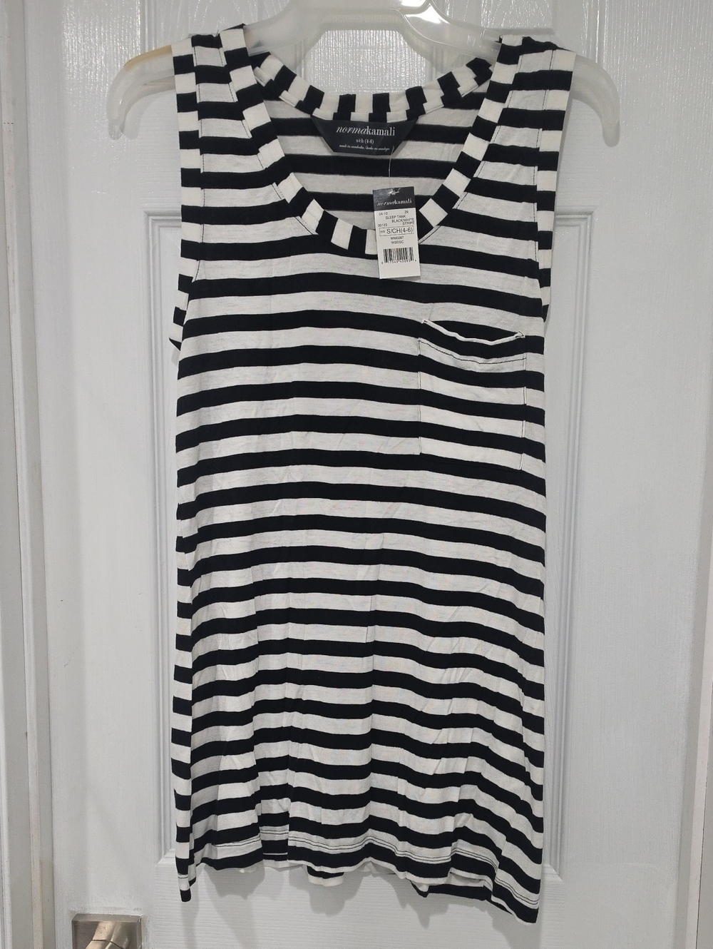 Norma Kamali Black and White Striped Tank Top